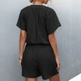 thumbnail image 2 of Short Romper, Casual Jumpsuit Shorts Button Top  For Home Office Beach Black XL, 2 of 6