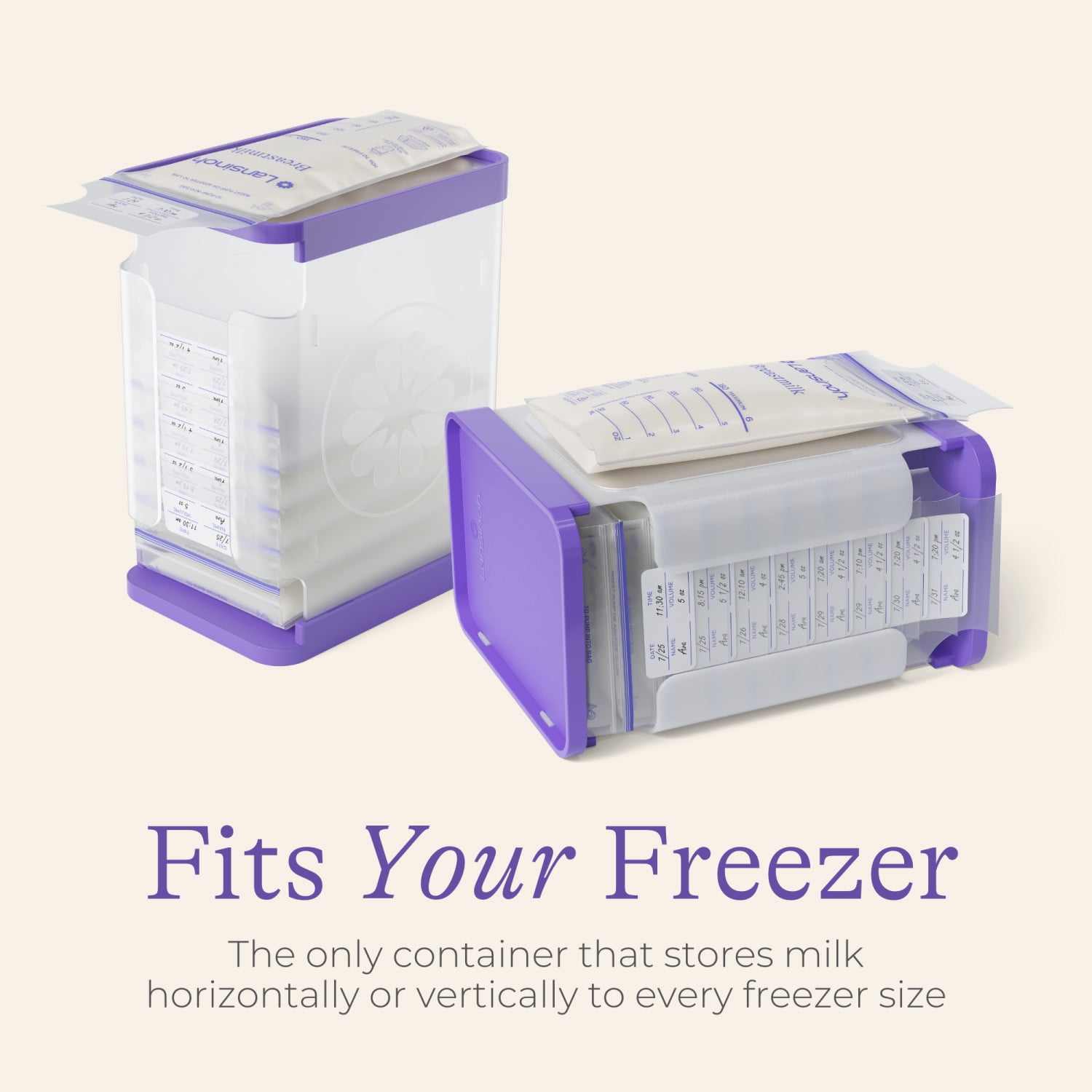 Lansinoh Breast Milk Storage Container, Freezer Organizer, Holds 10 Milk Bags, Includes 5