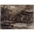 thumbnail image 2 of David Cox 18x14 Gold Ornate Wood Frame and Double Matted Museum Art Print Titled - A Mountain Torrent (C. 1850), 2 of 4