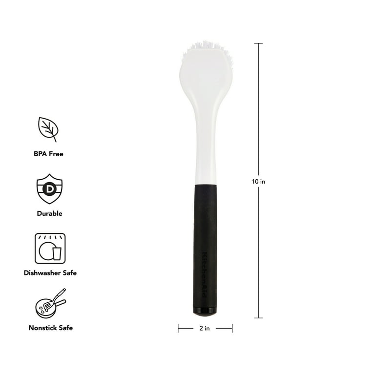 Angled Round Dish Brush with Built-In Scraper photo 2