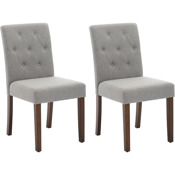 Upholstered Dining Chairs Set of 2, Tufted Parsons Kitchen Chair with Wood Legs, Button Tufted Modern Fabric Side Chair for Dining Room/Restaurant(2pcs,Gray)