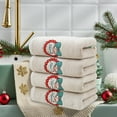 thumbnail image 4 of Lilgiuy 4Pcs Christmas Cotton Hand Towels, Embroidered Santa Deer Bathroom Towels, Beige Decorative Dish Towels Set for Drying Kitchen Cleaning Cooking, 30.71x13.39 in, 4 of 6