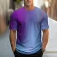 thumbnail image 2 of VBTAPA Mens Short Sleeve Gradient Print T-shirts Slim Fit Casual Workout Graphic Tees Summer Hipster Tops Light Blue XXXL, 2 of 6