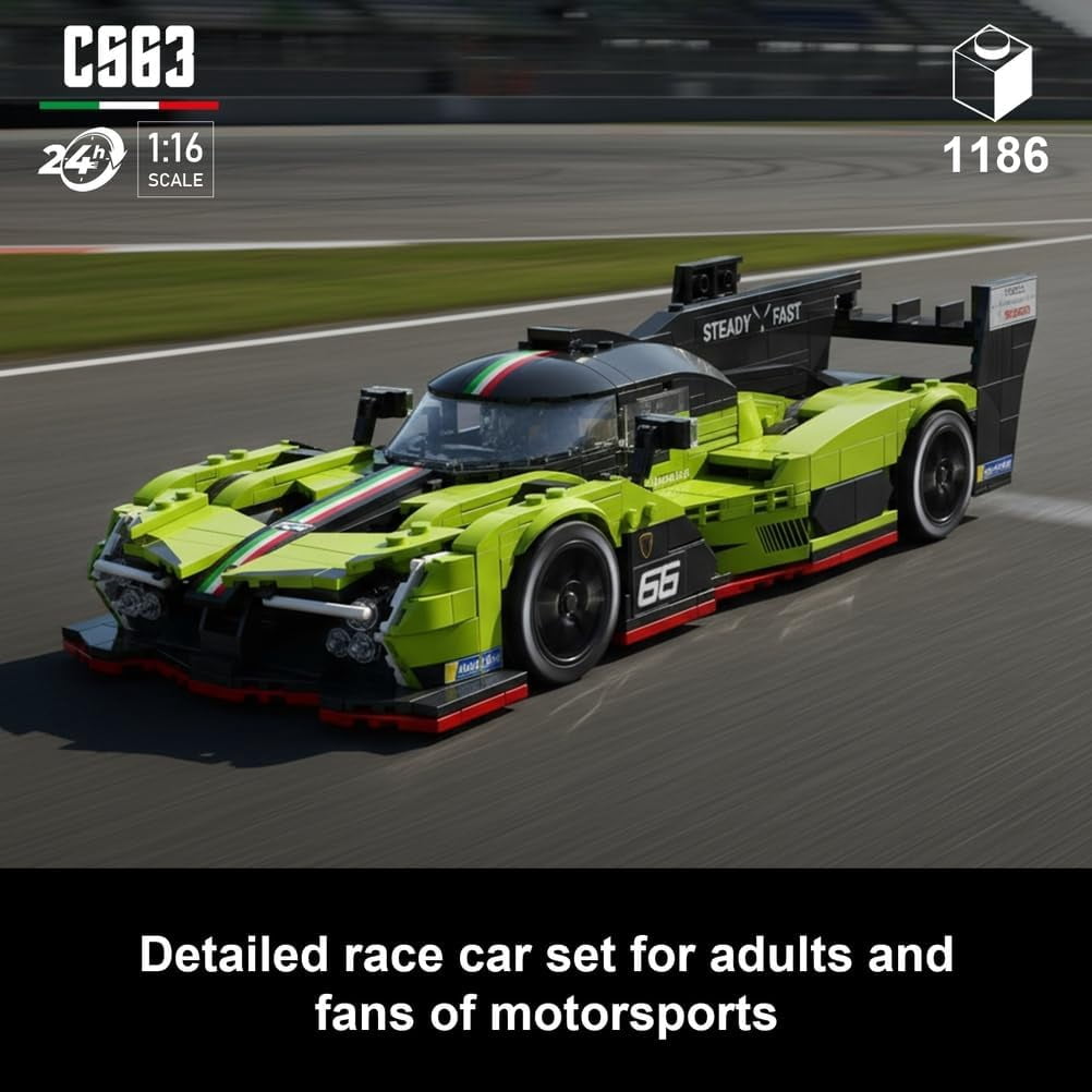 CS63 Hypercar Model Building Set, 1:16 Scale Model Car Kit for Adults, Build and Display Hybrid Race Car Replica for Home or Office Decor, (1186PCS, A-Y26003)