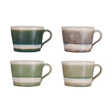 Creative Co-Op Tall Stoneware Mug Set, Multicolor, Set of 4