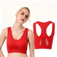 thumbnail image 5 of Womens Plus Wireless Bra, Full Coverage Sports Bra with Wide Straps, Back Cutout & Racerback Design, Fitness Jogging Wear | VerBelle,Red XL, 5 of 5