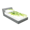 thumbnail image 2 of Ambesonne Asian Themed Fitted Sheet & Pillow Sham Set, Leaves Greenery Print, Twinxl, White and Green, 2 of 2