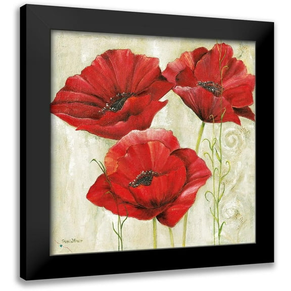 Field, Anna 12x12 Black Modern Framed Museum Art Print Titled - THREE RED POPPIES II