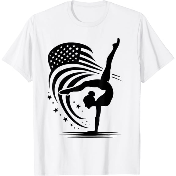 Girls 4th of July Gymnastics Shirts Women USA American Flag T-Shirt mens t shirt,white,women,funny,misfits,men,journey