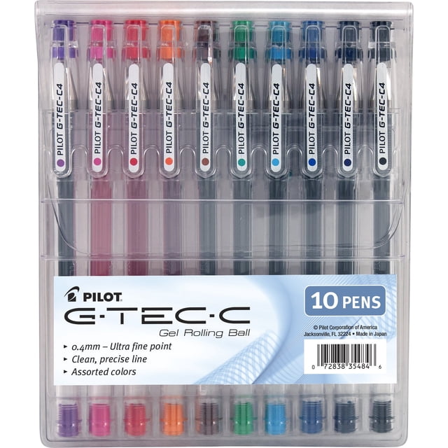 Bolígrafos de gel PILOT G-Tec-C ultrafinos con punta de 0,4 mm