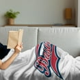 thumbnail image 3 of Sports Soft Flannel Fleece Throw Blanket, Baseball Ball Sporting Pastime National Sport Athleticism Entertainment, Cozy Plush for Indoor and Outdoor Use, 50" x 70", Night Blue Red White, by Ambesonne, 3 of 5