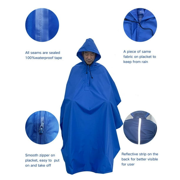 Poncho impermeable para silla de ruedas, impermeable Cierre de cuello seguro Proteger Lluvia Nieve Cubierta de poliéster impermeable Capa , Azul