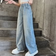 thumbnail image 6 of TOWED22 Girls Casual Fit Jeans Straight Leg Denim Pants with Pockets Relaxed Kids Trousers Light Blue,11-12 Y, 6 of 8