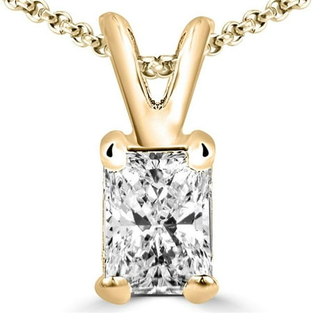 - Majesty Diamonds MD160129 0.33 CT Solitaire Radiant Cut Diamond Pendant Necklace in 14K