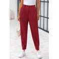 thumbnail image 2 of PRETTYGARDEN Pantalones de Mujer de Cintura Alta y Tobillo Vino Tinto XL, 2 of 8