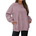 thumbnail image 4 of Chandails en Molleton Oversize pour Femmes Col Rond Manches Longues Hauts Chandail Mode Automne avec Poche, 4 of 7