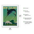 thumbnail image 2 of New Zealand - Home of the Fighting Black Marlin - Big Game Fishing - Vintage Travel Poster by L. G. McCullough c.1950 - Japanese Unryu Rice Paper Art Print (Unframed) 18 x 24 in, 2 of 4