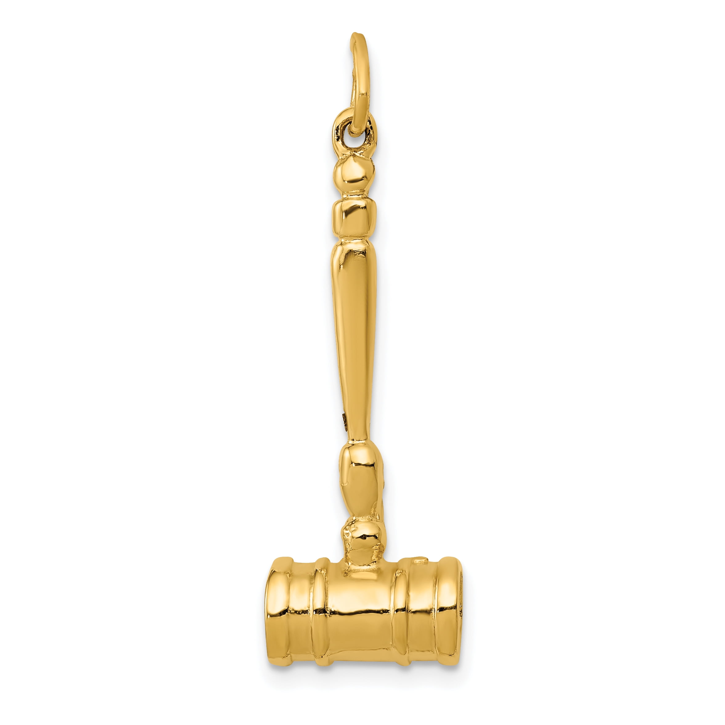 14k Yellow Gold 3D Gavel Charm Pendant