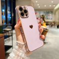 thumbnail image 1 of Funda de teléfono de lujo para iPhone 14, 11, 12, 13 Pro Max, X, XR, XS Max, 7, 8 Plus, corazón de amor galvanizado, patrón lateral lindo, funda de TPU suave, 1 of 4