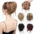 thumbnail image 1 of 1 pieza de moño sintético desordenado con trenzas, moño con banda elástica, extensiones de cabello postizo liso para mujer, 1 of 5