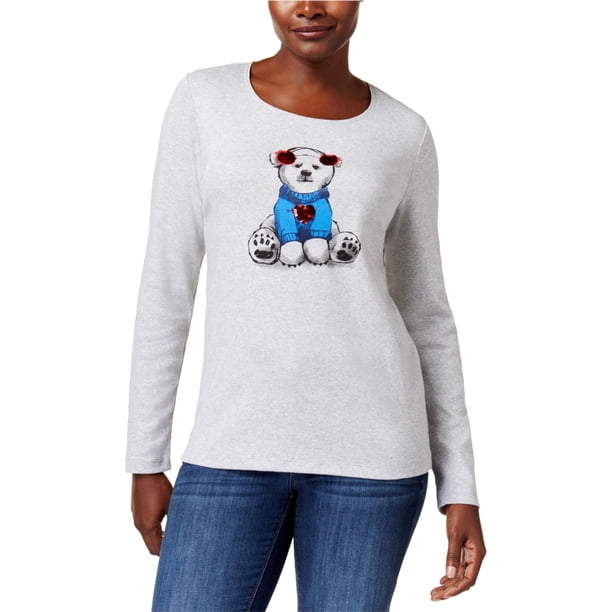 Camiseta con gráfico de oso Karen Scott para mujer gris PS