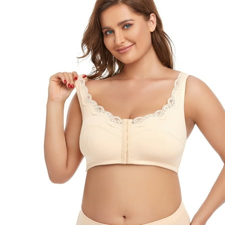 

POP CLOSETS Front Closure Sports Bra with Max Support for Women Moisture-Wicking Athletic Bra Post Surgery Bra Surgical Bra