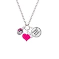thumbnail image 2 of Delight Jewelry Silvertone Wide Hot Pink Zebra Print Band Spinner - Hot Pink Heart Nurse Strong Zoe Necklace, 2 of 4
