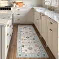 thumbnail image 5 of Lahome Decor Modern Oushak Bedroom Runner Rug, Boho Floral 2x6 Runners for Hallways 6ft, Non Slip Washable Soft Rug Kitchen, Ultra Thin Turkish Retro Carpet Runners for Bathroom Entryway,Blue, 5 of 9