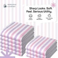 thumbnail image 7 of HEIRLOOM COMFORT Fiesta Stripe 100% Cotton Dish Towels Set of 3, Large 18x26 Inch, Quick Dry, Absorbent & Reusable for Cleaning, Cooking, Kitchen Decor, Machine Washable, Rose Pink & Lavender, 7 of 7