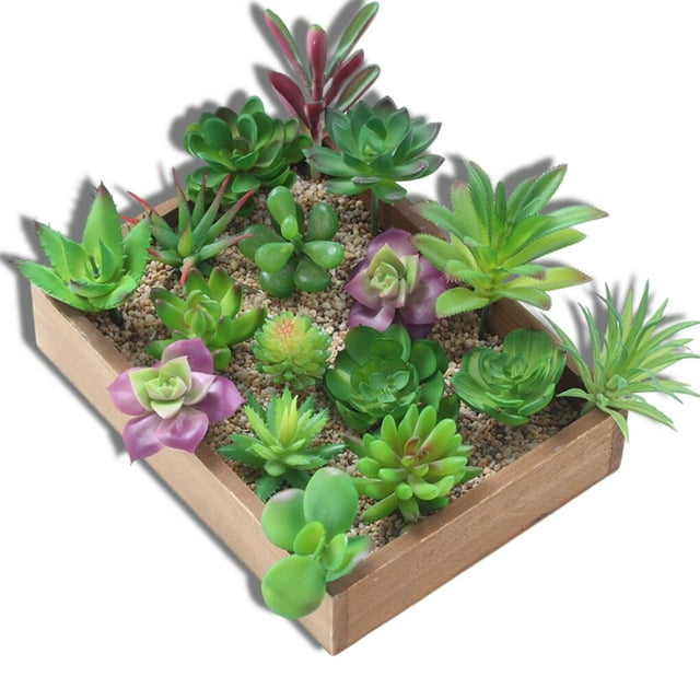 Langgg Pack of 12 Artificial Succulent Plant Decorative Simulation Plants Party Realistic Succulents Balcony Gift Color Random