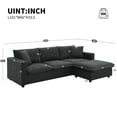 thumbnail image 2 of Harper & Bright Designs Modern Sectional Sofa 3 Seat Couch with Ottoman, Upholstered L Shaped Cloud Couch for Small Space Apartment Office, Black, 2 of 15