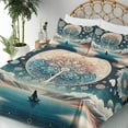 thumbnail image 3 of Ambesonne Mandala Fitted & Top Sheet Set with Sham, Mystic Lands Arcane World, Dark Turquoise and Peach, 3 of 5