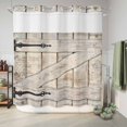 thumbnail image 6 of No Hook Shower Curtain, Vintage Wood Grain Shower Curtains for Bathroom with See Through Top Window, Farmhouse Country Door Retro Waterproof & Washable Bath Curtain 66"x72", 6 of 9