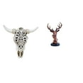 thumbnail image 1 of Escultura Tribal De Cabeza De Toro Y Figura De Ciervo Para Colgar En La Pared, Ideal Para Oficina, Granja, Dormitorio, Mesita De Noche, Escritorio, Decoración Del Hogar., 1 of 8