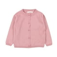 thumbnail image 2 of TQWQT Girl's Fall Cardigan Size 6 Years Open Fron Cardigans Long Sleeve Basic Crewneck Cardigan Toddler Button up School Uniforms Light pink Cardigan Sweater, 2 of 4