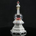 thumbnail image 4 of Justharion Tibetan Stupa Add Traditional Touch To Home With Exquisite Gift Choice Decorative Tower Stupa Bright Silver, 4 of 6
