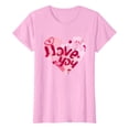 thumbnail image 4 of Women's T Shirts New Summer Valentines Day Simple Love Printed Round Neck Short Sleeve Casual Tops Pink, 4 of 4