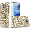 thumbnail image 6 of For Samsung Galaxy S24 Plus /S24+ Bling Crystal 3D Full Diamonds Luxury Sparkle Rhinestone Ornaments Hybrid Cover ,Xpm Phone Case [ Gold Swan Crown Pearl ], 6 of 7