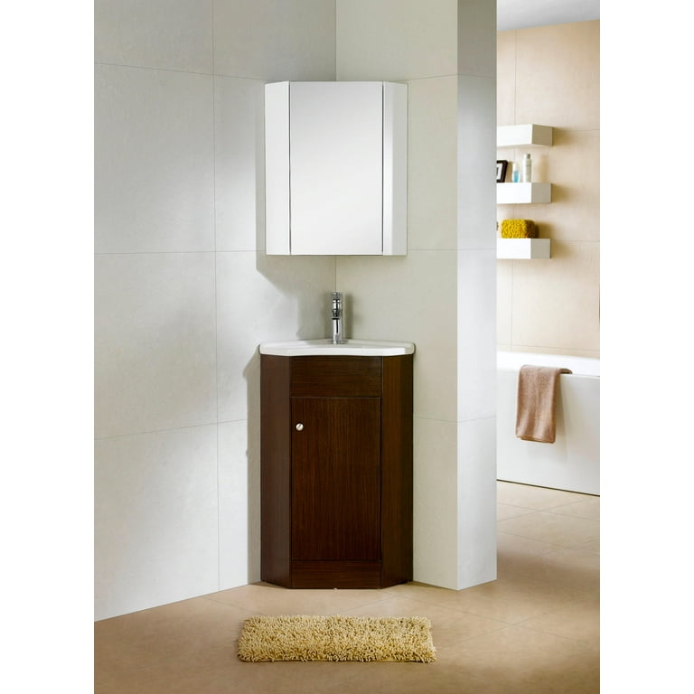 Bathroom Oak Vanity Unit Corner Oak Sink Cabinet Ceramic Wash