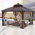 thumbnail image 3 of Yoleny 12'x12' Galvanized Steel Hardtop Gazebo with Netting, 3 of 9