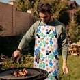 thumbnail image 4 of Pioneer Flower Floral Print Pattern Cotton Linen Apron with Pockets, Waterproof Adjustable, 33x27 Inch for Kitchen, Gardening, BBQ, Salon, 4 of 6