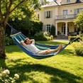 thumbnail image 5 of Rijanmt 2 Persons Hammock with Tree Straps & Spreader Bar Roll,Boho Striped Double Hammocks Strong Load 450lbs Max,Canvas Portable Hanging Camping Bed,for Patio Backyard Porch Outdoor Use,1m x 2m,A, 5 of 6