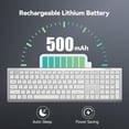 thumbnail image 4 of Keyboard Rechargeable, 4-Device Free Switching (2.4G+BT), Ultra-Slim Full Size Keyboard, Quiet Typing, for PC/Laptop/ TV/Phone, Adjustable Stand, 12 Multimedia, 4 of 6