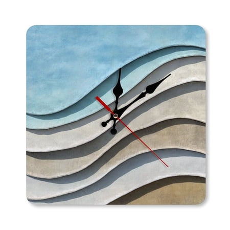 RKSupls 10×10inch Layered Wavy Fabric Texture Square Unmarked Wall Clock Silent Non-Ticking Home Decor for Bedroom Living Room Office Classroom Easy to Install