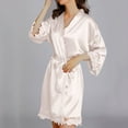 thumbnail image 6 of IROINNID Long Sleeve Dress for Women Wedding Guest Dresses Mid-Length Wrap Dress Homewear Long-Sleeve V-Neck Dress Color Lace Night-Robe One Size,White, 6 of 8