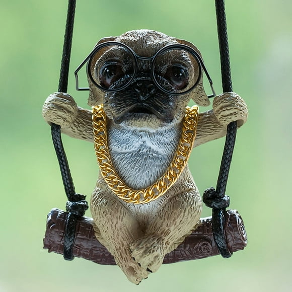 Cute Bulldog Pug Car Hanging Ornament - Swing Dog Car Pendant for Interior, Resin Animal Figurines Mirror Accessories - Perfect Car Rearview Mirror Decoration and Home Decor Cra!