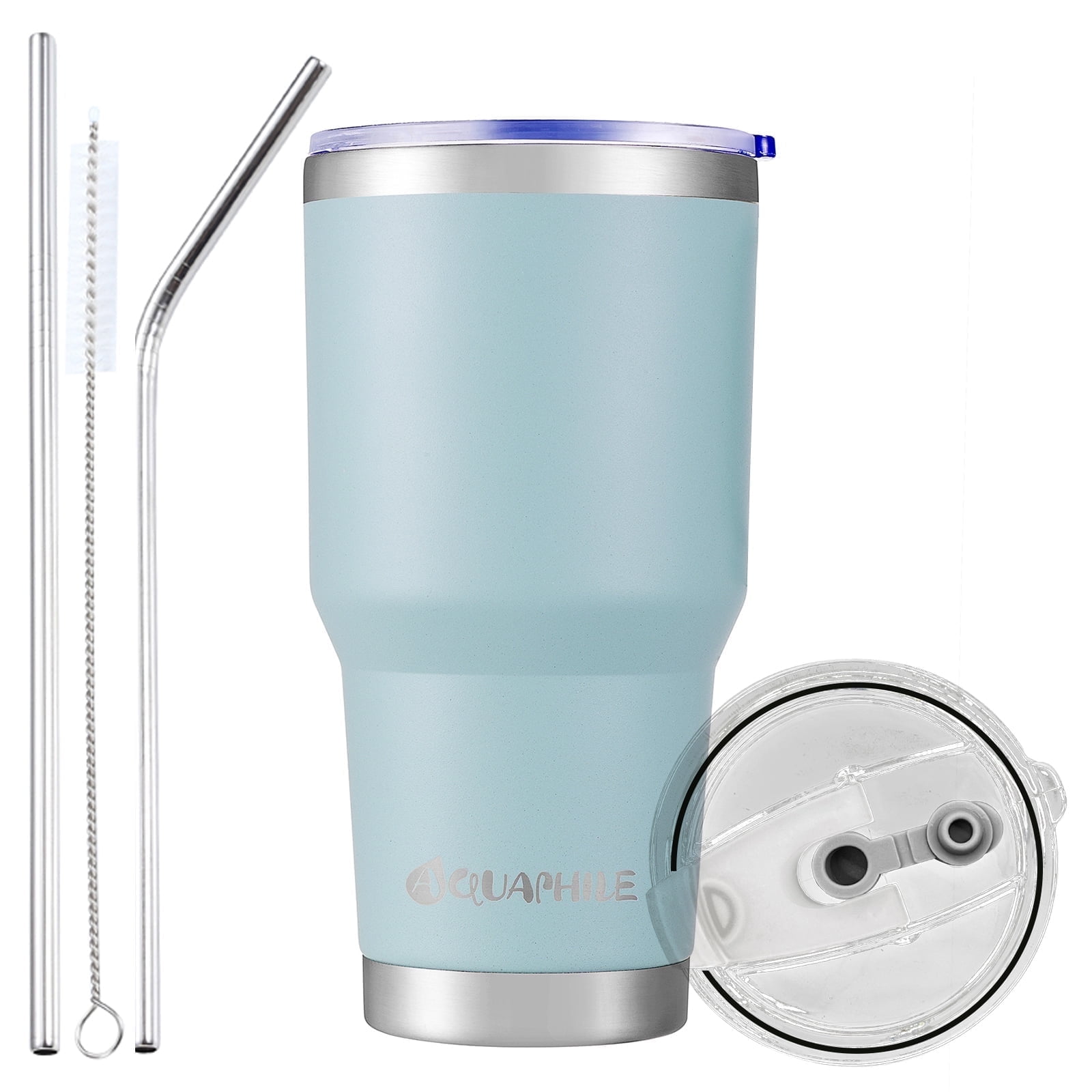 24 OZ Tumbler with Lid and Straw, Stainless Steel Water Bottle with Handle  Leak Proof, Resuable Insulated Coffee Travel Mug with Lid Spill Proof Cup  for Women, Silver - Walmart.com