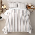 thumbnail image 2 of Castle Fairy Minimalist Vertical Stripe Twin Quilt Set 2 Pieces,Geometric Thin Line Twin Coverlet Set,Beige Brown Gray,1 Bedspread and 1 Pillowcase, 2 of 7