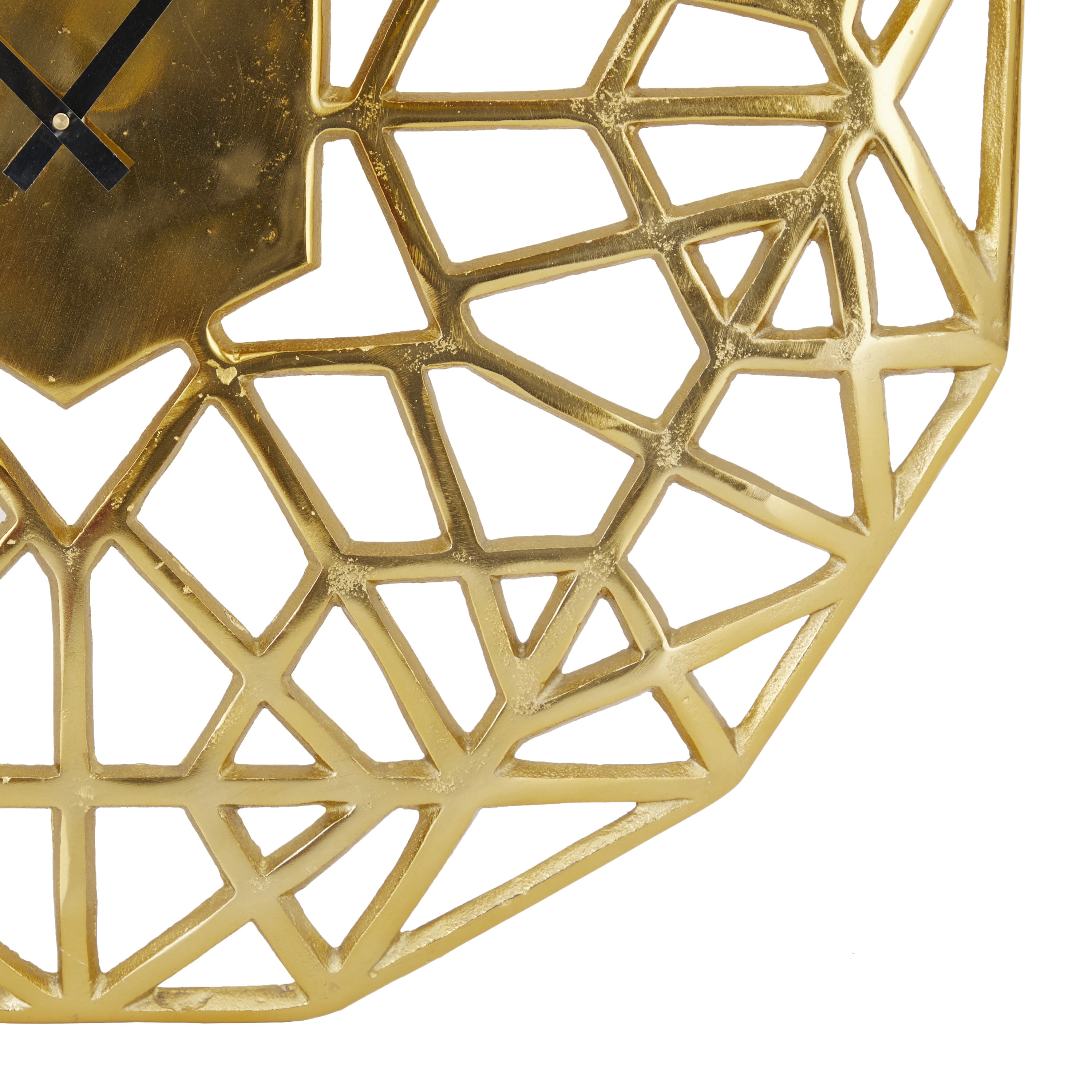 DecMode 24" Gold Aluminum Geometric Wall Clock with Cut Out Design