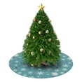 thumbnail image 3 of Christmas Tree Skirt,Blue Christmas Snowflake and Star Pattern Christmas Tree Decor with Red Ribbon Ties,Round Shape,Christmas Decorations for Home 36"x36", 3 of 7
